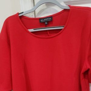 NEW Eloquii Round Neck Short Sleeve Red Textured Blouse